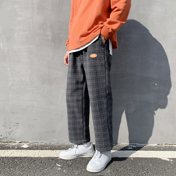 Ανδρικό φαρδύ παντελόνι καρό  φαρδύ μοντέλο