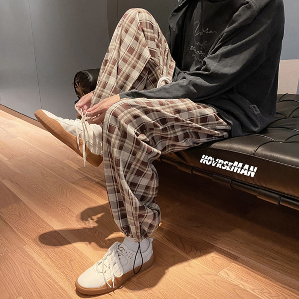 Ανδρικό καρό παντελόνι με κορδόνια