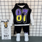 Παιδικό μοντέρνο σετ για αγόρια με κουκούλα σε μαύρο χρώμα