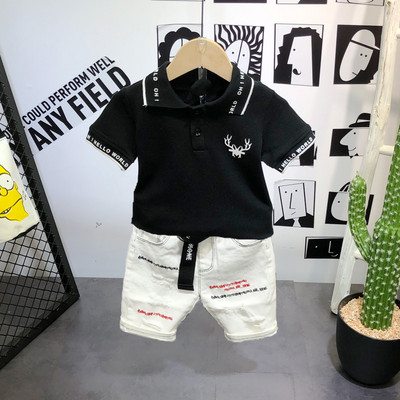 Καλοκαιρινό σετ - μπλούζα με κλασικό κολάρο και σορτς