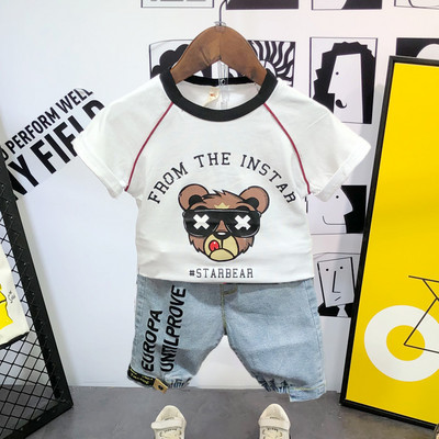 Casual σετ για αγόρια - μπλουζάκι με έγχρωμη εκτύπωση και κοντό τζιν