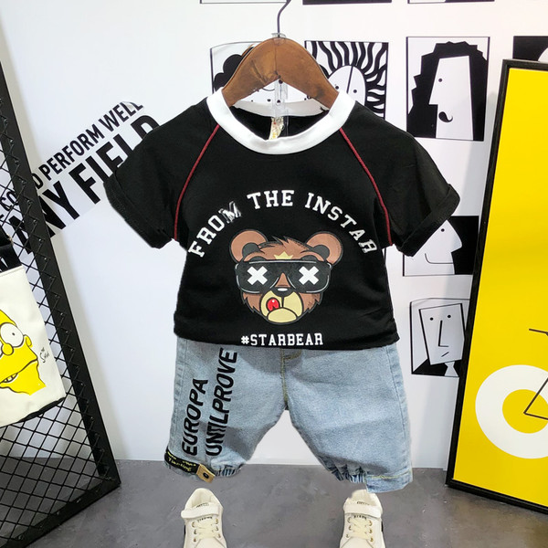 Casual σετ για αγόρια - μπλουζάκι με έγχρωμη εκτύπωση και κοντό τζιν