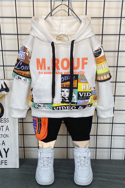 Novi model dječjeg kompleta s kapuljačom i vezicama za dječake