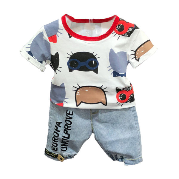 Šareni dječji komplet - majica i kratke traperice