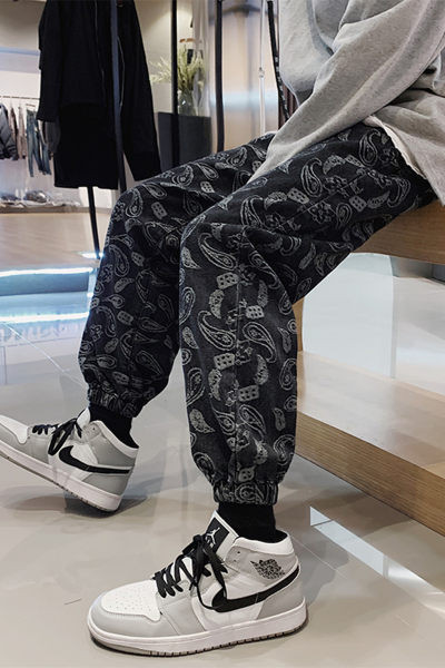 Ανδρικό παντελόνι φαρδύ μοντέλο με χωματιστό μοτίβο