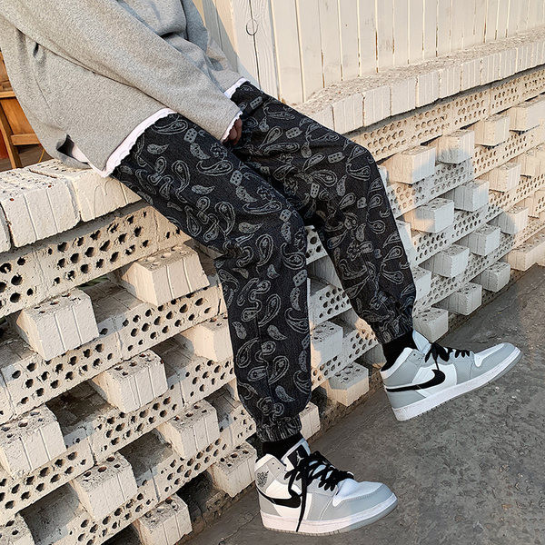 Ανδρικό παντελόνι φαρδύ μοντέλο με χωματιστό μοτίβο