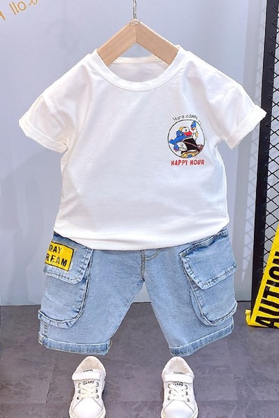 Casual μπλουζάκι και κοντό τζιν - σετ για αγόρια