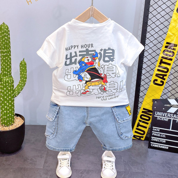 Casual μπλουζάκι και κοντό τζιν - σετ για αγόρια