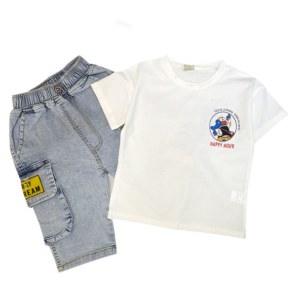 Casual μπλουζάκι και κοντό τζιν - σετ για αγόρια