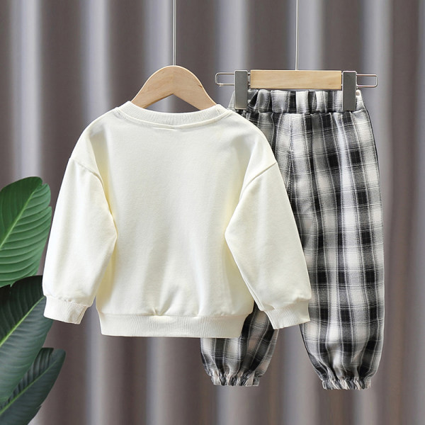 Παιδικό σετ για αγόρια με καρό παντελόνι και μπλούζα απλικέ