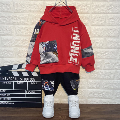 Καθημερινά παιδικά σετ κατάλληλα για άνοιξη με κουκούλα σε δύο χρώματα