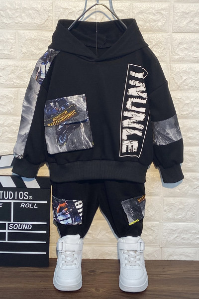 Καθημερινά παιδικά σετ κατάλληλα για άνοιξη με κουκούλα σε δύο χρώματα