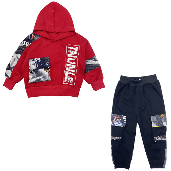 Καθημερινά παιδικά σετ κατάλληλα για άνοιξη με κουκούλα σε δύο χρώματα