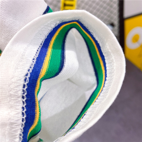 Παιδικό ριγέ μπλουζάκι και κοντό τζιν με επιγραφές