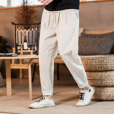 Moderne muške hlače ravni jednobojni model