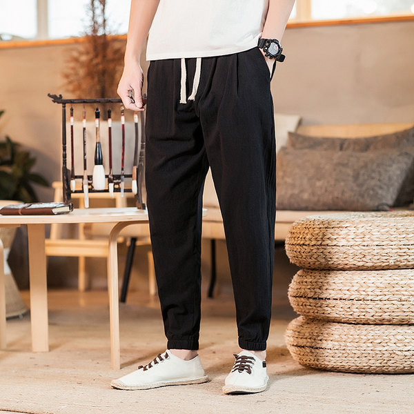 Moderne muške hlače ravni jednobojni model