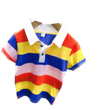 Παιδικό σετ ριγέ μπλούζα με κουμπιά και σορτς