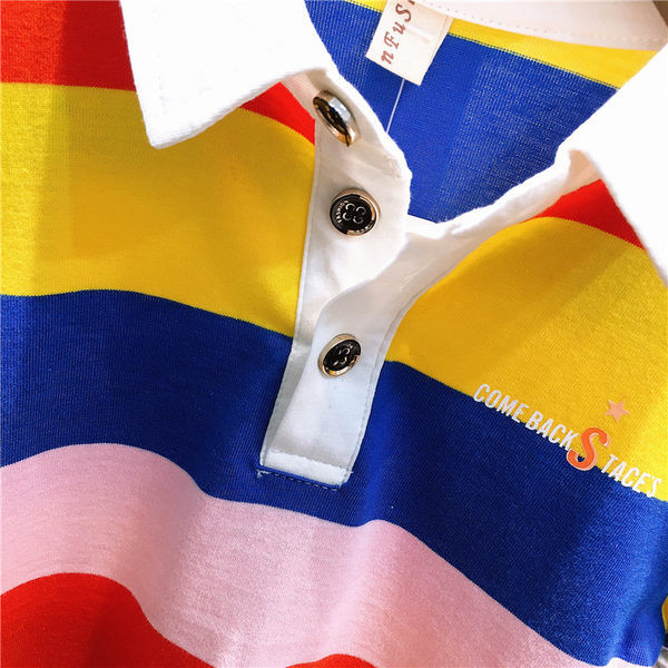 Παιδικό σετ ριγέ μπλούζα με κουμπιά και σορτς