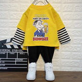 Dječji set od dva dijela za dječake u žuto-bijeloj boji