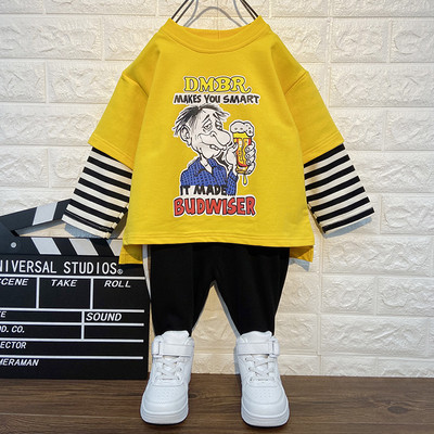 Dječji set od dva dijela za dječake u žuto-bijeloj boji