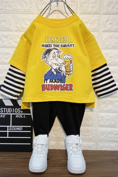 Dječji set od dva dijela za dječake u žuto-bijeloj boji