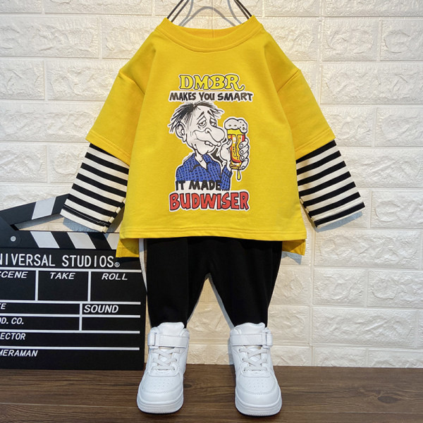 Dječji set od dva dijela za dječake u žuto-bijeloj boji