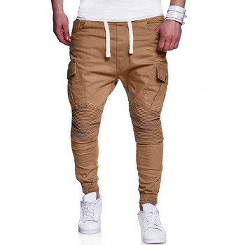 Мъжки актуален панталон със странични джобове и връзки