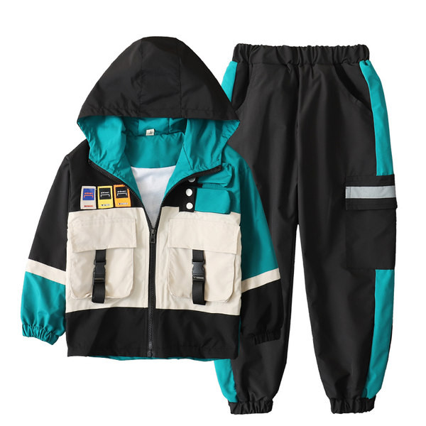 Νέο μοντέλο καθημερινό ανοιξιάτικο παιδικό σετ  με κουκούλα και παντελόνι με τσέπες