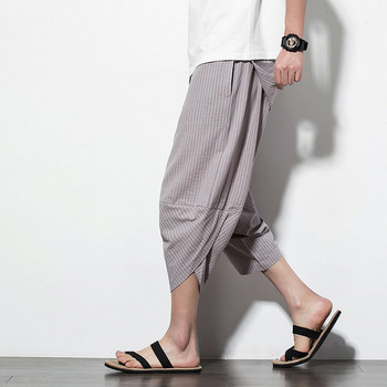 Ανδρικό παντελόνι ριγέ  - φαρδύ μοντέλο
