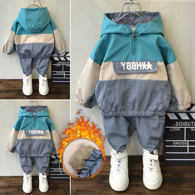 Φθινόπωρο-χειμερινό σετ φούτερ με κουκούλα και παντελόνι