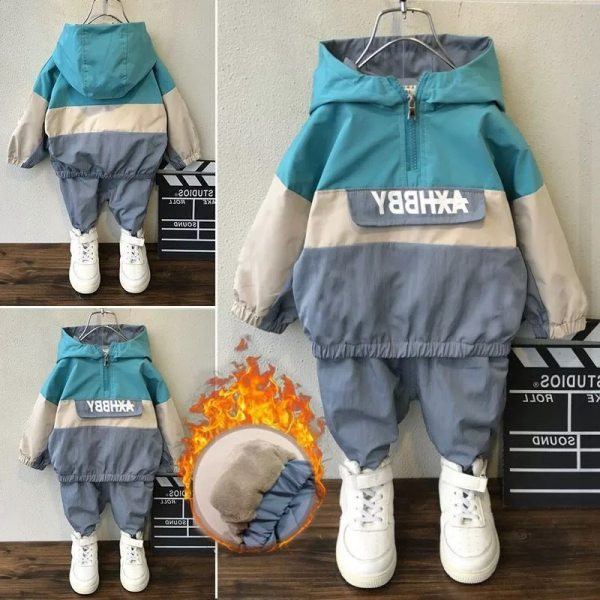 Φθινόπωρο-χειμερινό  σετ φούτερ με κουκούλα και παντελόνι