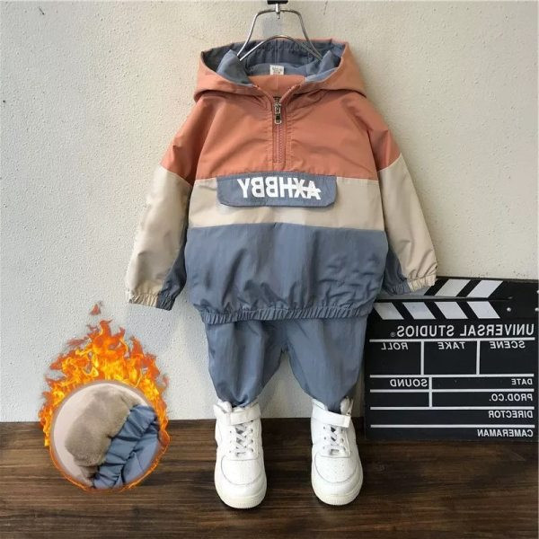 Φθινόπωρο-χειμερινό  σετ φούτερ με κουκούλα και παντελόνι