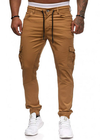 Ανδρικό παντελόνι με κορδόνια και πλαϊνές τσέπες ίσιο μοντέλο