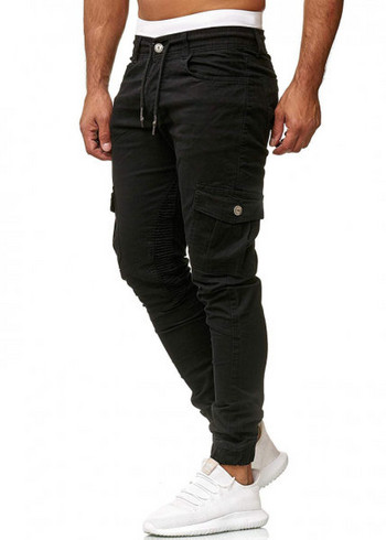 Ανδρικό παντελόνι με κορδόνια και πλαϊνές τσέπες ίσιο μοντέλο