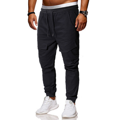 Μοντέρνο ανδρικό παντελόνι με τσέπες και κορδόνια