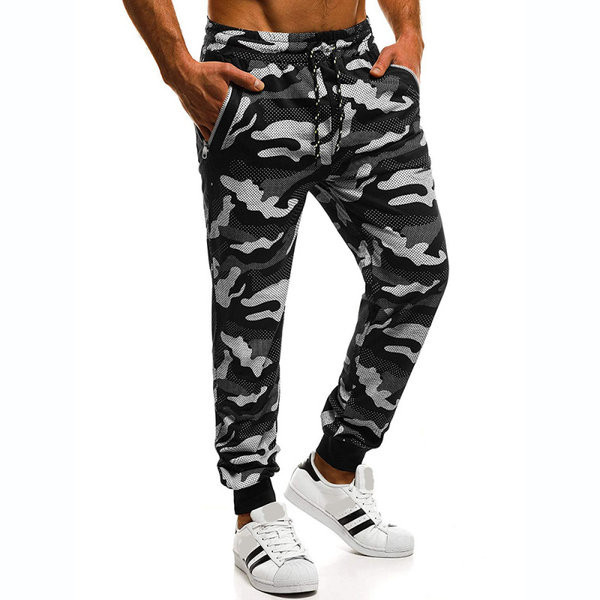 Ανδρικά αθλητικά παντελόνια με καμουφλάζ τύπωμα -  ίσιο μοντέλο