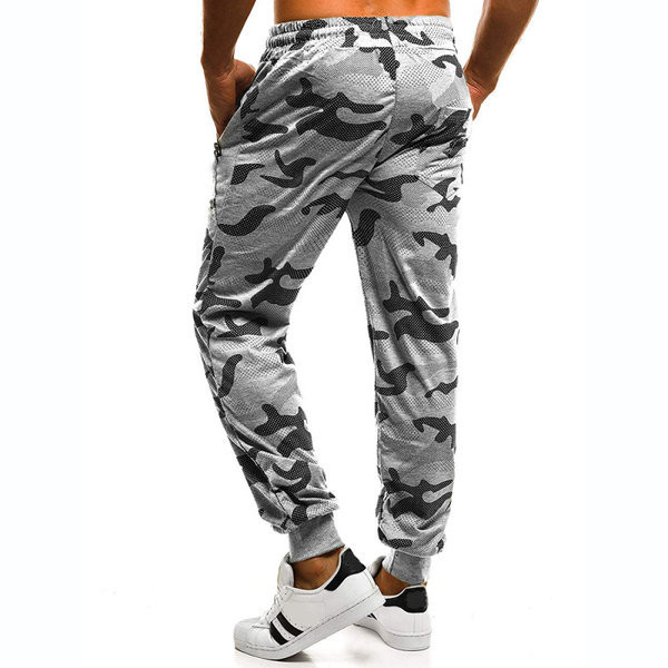 Ανδρικά αθλητικά παντελόνια με καμουφλάζ τύπωμα -  ίσιο μοντέλο