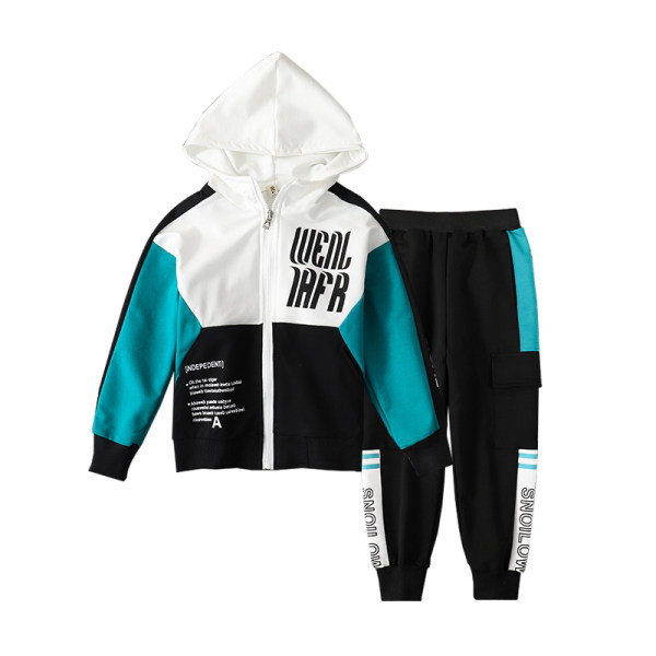 Σπορ παιδικό σετ με κουκούλα και φερμουάρ σε δύο χρώματα