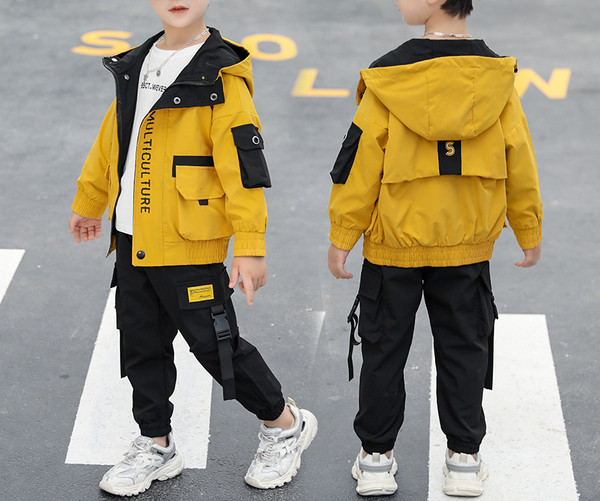 Φθινόπωρο-χειμερινό σετ φούτερ με κουκούλα και παντελόνι με τσέπες