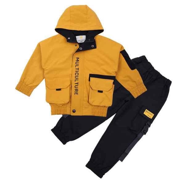 Φθινόπωρο-χειμερινό σετ φούτερ με κουκούλα και παντελόνι με τσέπες