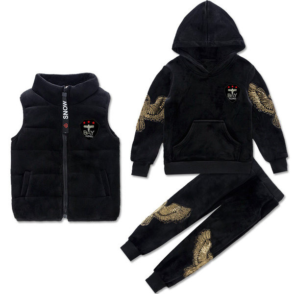 Σύγχρονο παιδικό σετ από δύο μέρη για αγόρια σε μαύρο χρώμα