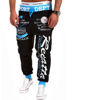 Мъжки спортен панталон с апликация и надписи