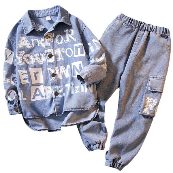 Dječji jeans set za dječake s aplikacijom i gumicom na donjem dijelu