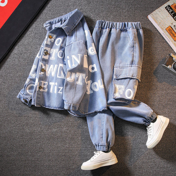 Dječji jeans set za dječake s aplikacijom i gumicom na donjem dijelu