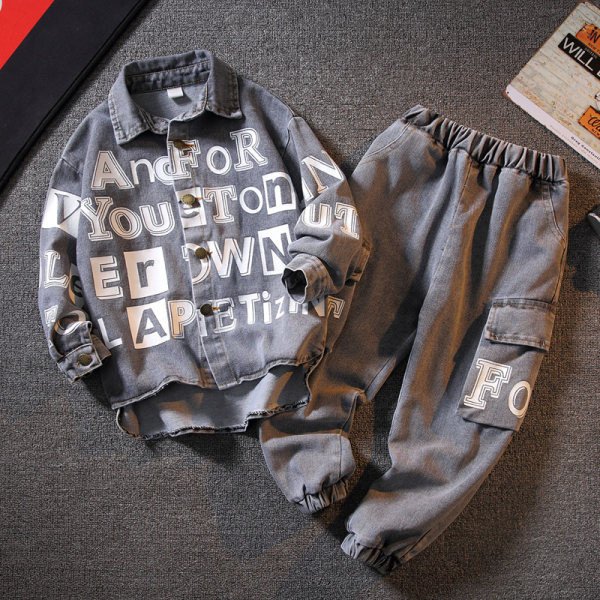 Dječji jeans set za dječake s aplikacijom i gumicom na donjem dijelu