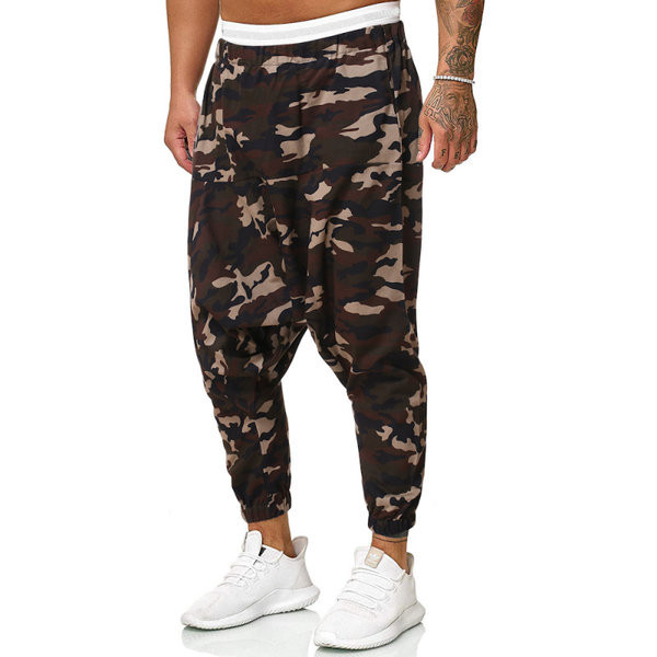 Vyriškos kelnės su kamufliažiniu dešiniuoju plataus modelio