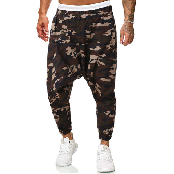 Vyriškos kelnės su kamufliažiniu dešiniuoju plataus modelio