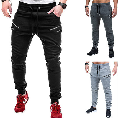 Casual men`s trousers straight model with zipper and pockets