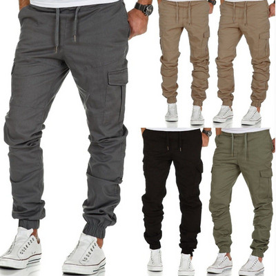 Мъжки панталон прав модел с ластик връзки и странични джобове
