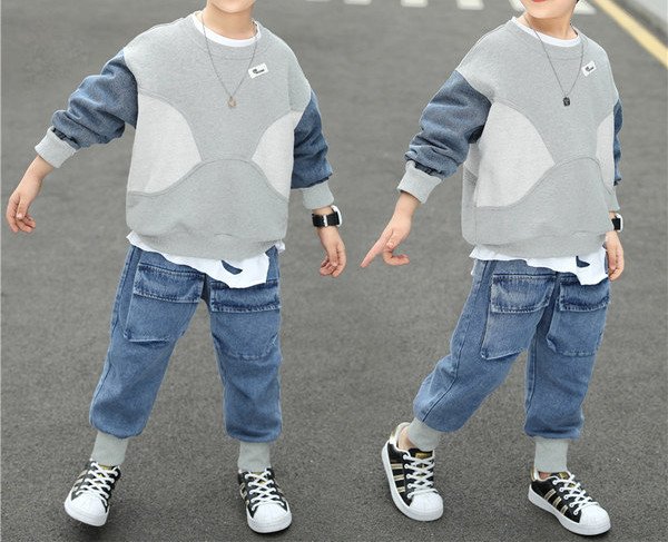 Παιδικό σετ τζιν και μπλούζα με μακριά μανίκια